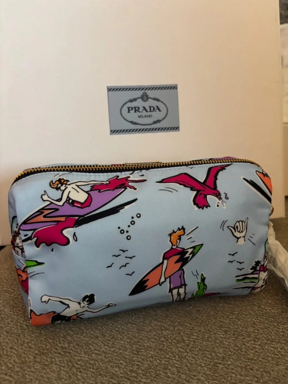 Prada Tessuto Stampato Surf Cosmetic Pouch